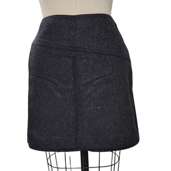 Vtg Ralph By Ralph Lauren Charcoal Gray Wool Blend Wrap Around Mini Skirt Sz 8 - Picture 1 of 4
